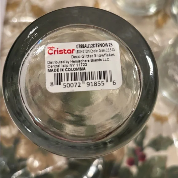 4 Cristar Lexington Cooler Decor Glitter Snowflakes Glasses- 16.5 oz - Picture 9 of 9